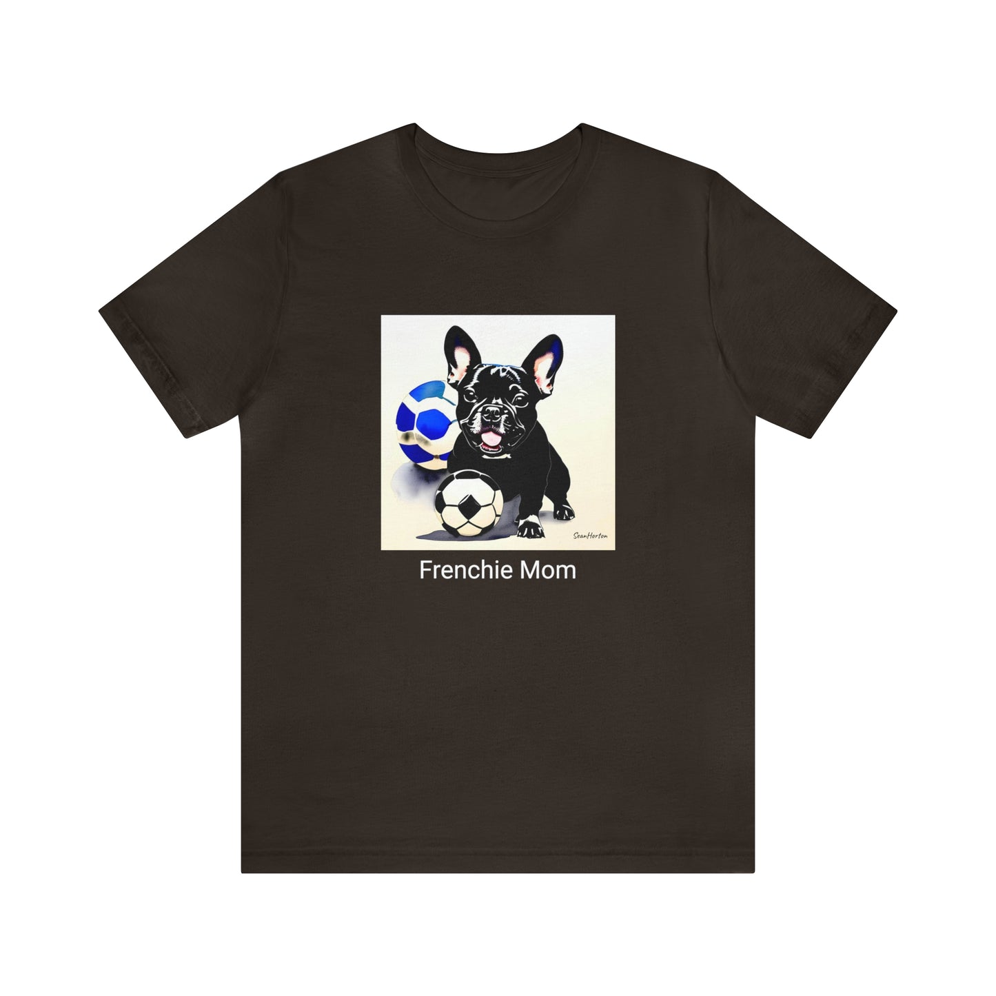 Frenchie with Soccer Ball/Frenchie Mom Unisex Jersey Short Sleeve Tee