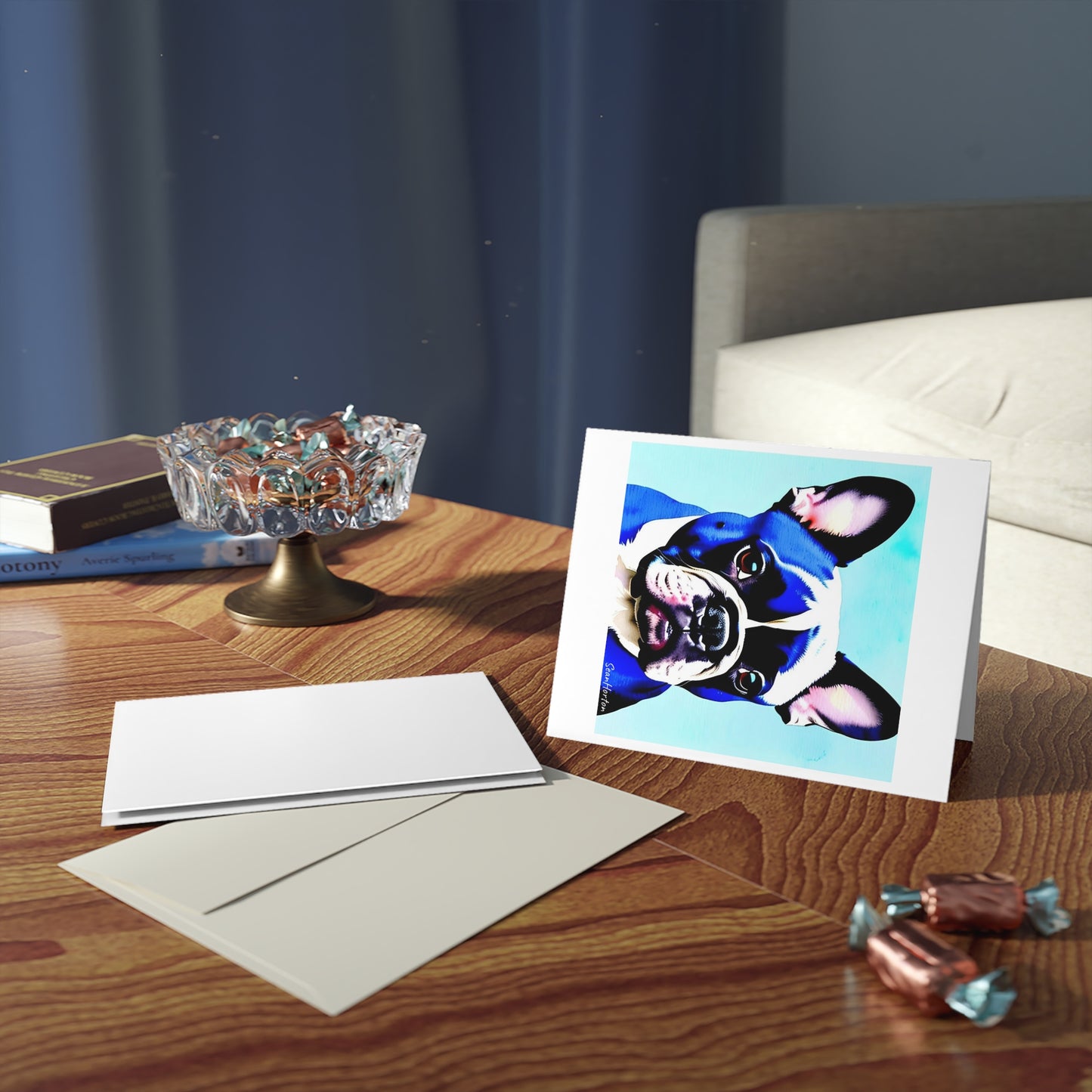 Blue Frenchie Greeting cards (8, 16, and 24 pcs)