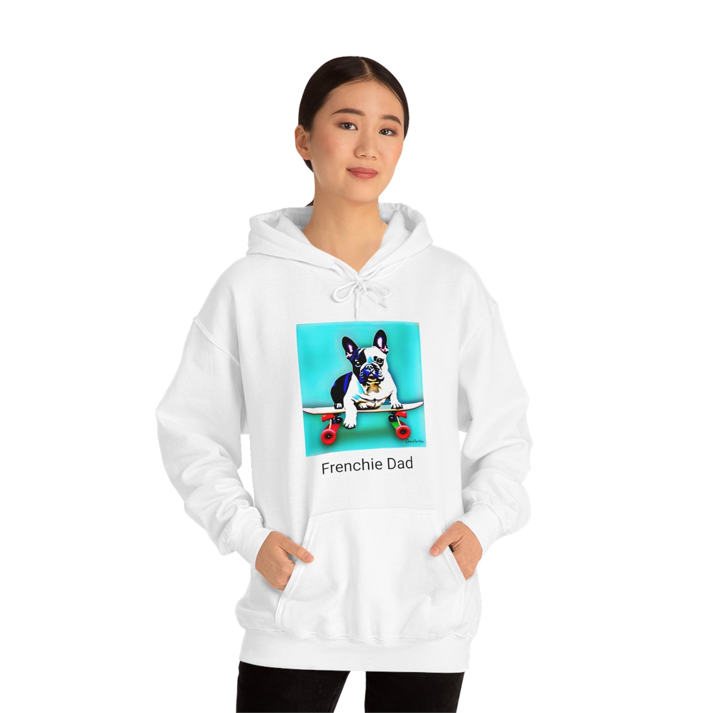 Frenchie on a Skateboard/Frenchie Dad Unisex Heavy Blend™ Hooded Sweatshirt