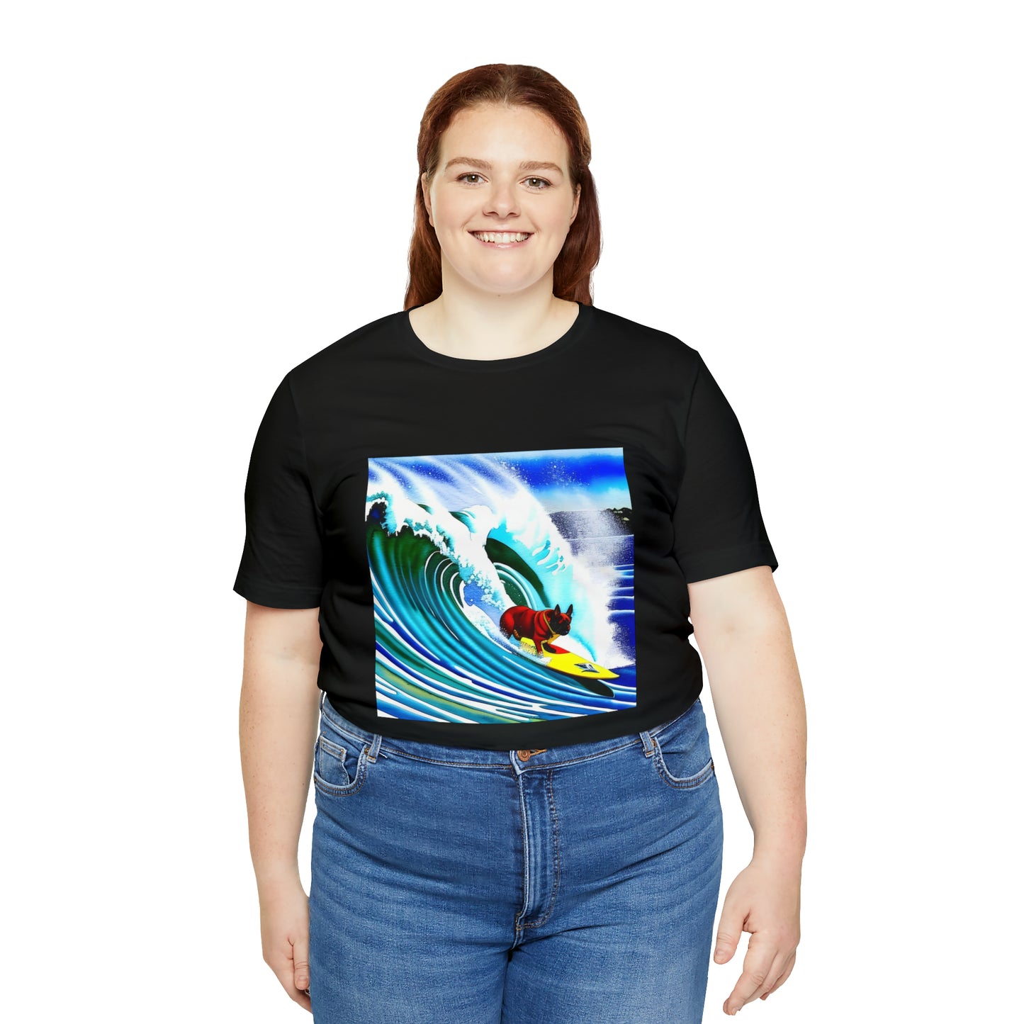 Surfing Frenchie/Frenchie Mom Unisex Jersey Short Sleeve Tee