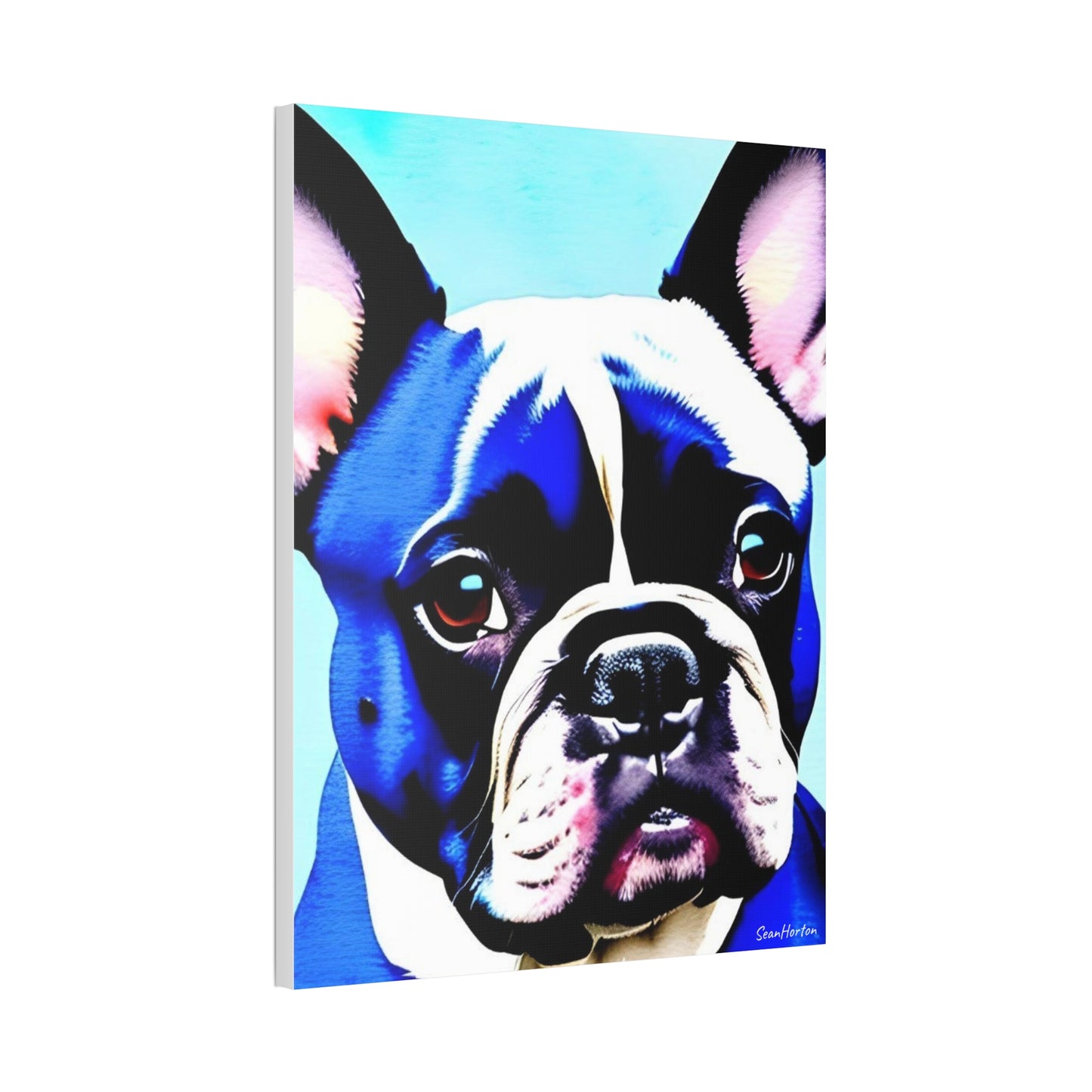 Blue Frenchie (Verticle) Canvas Stretched, 1.5''