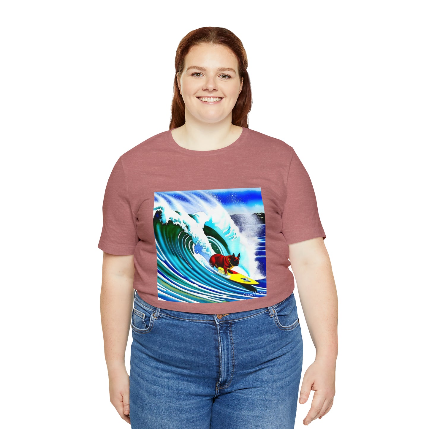 Surfing Frenchie/Frenchie Mom Unisex Jersey Short Sleeve Tee