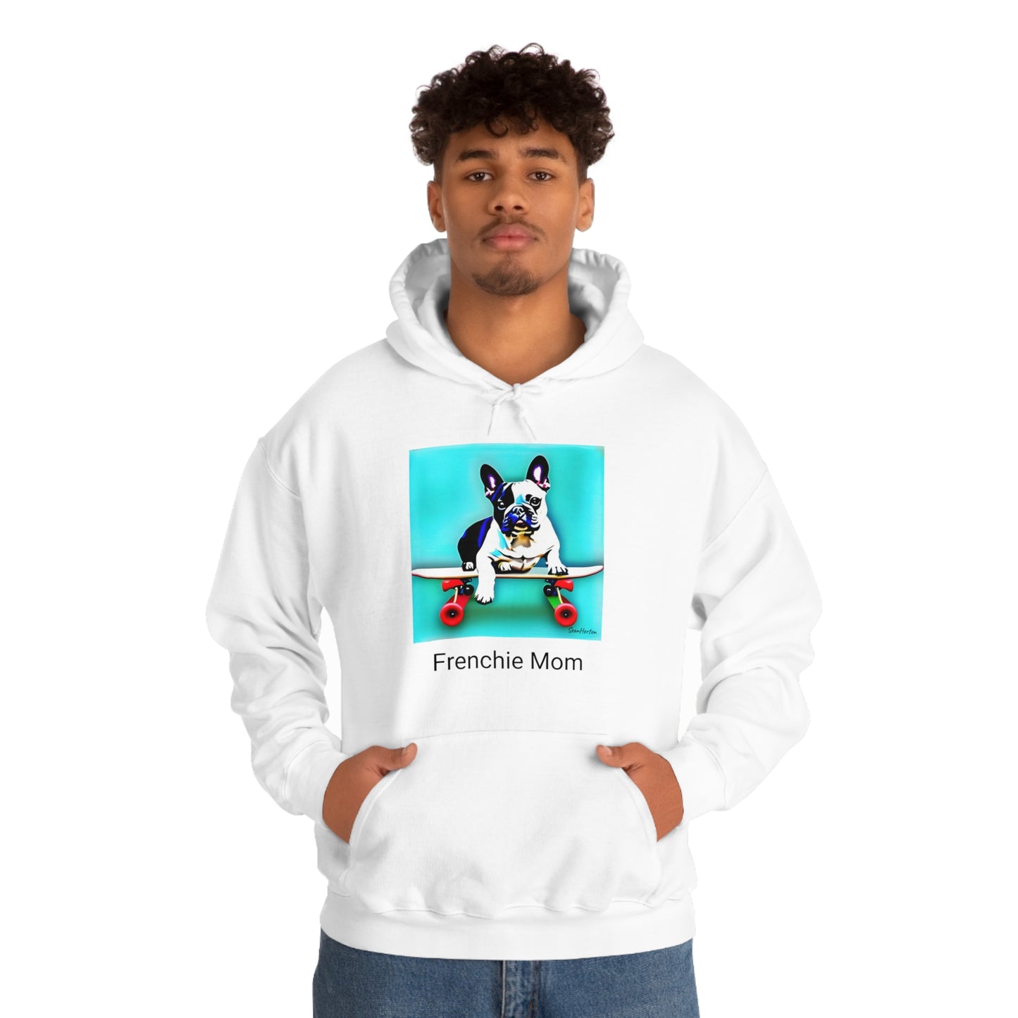 Frenchie on a Skateboard/Frenchie Mom Unisex Heavy Blend™ Hooded Sweatshirt