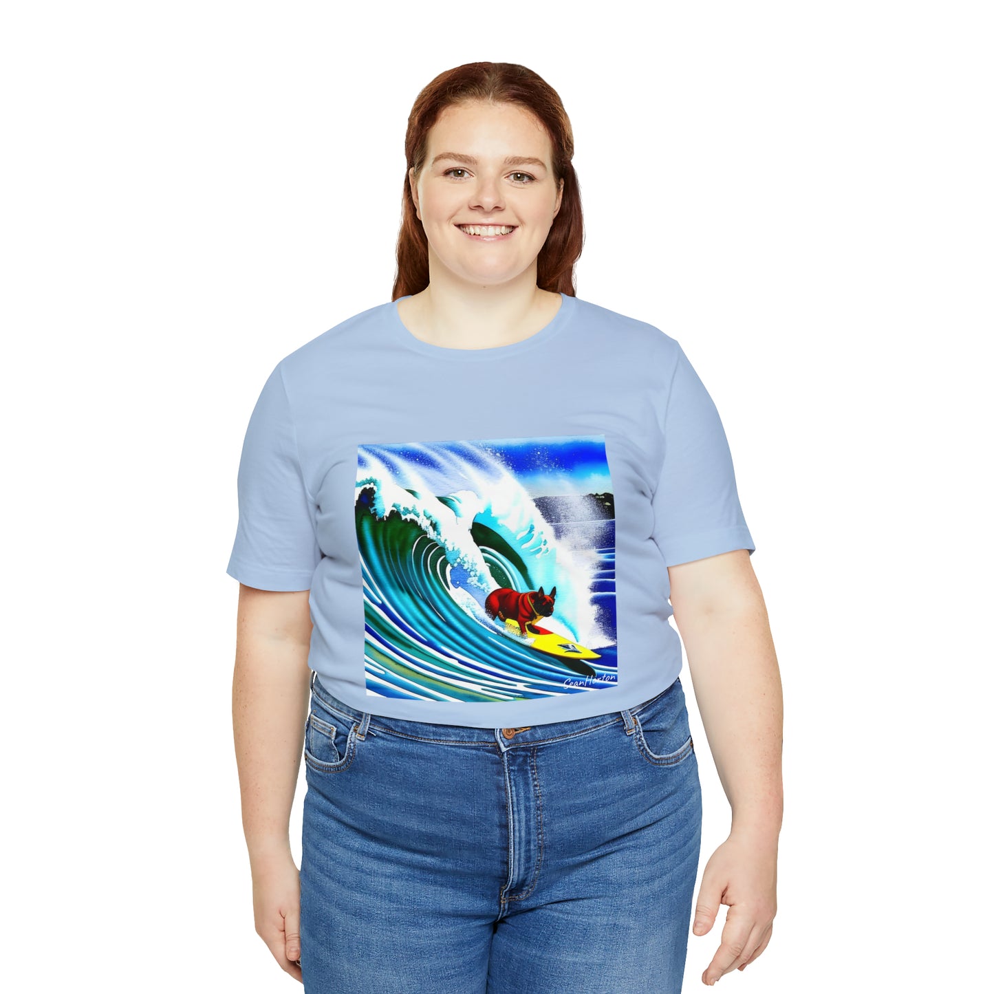 Surfing Frenchie/Frenchie Mom Unisex Jersey Short Sleeve Tee
