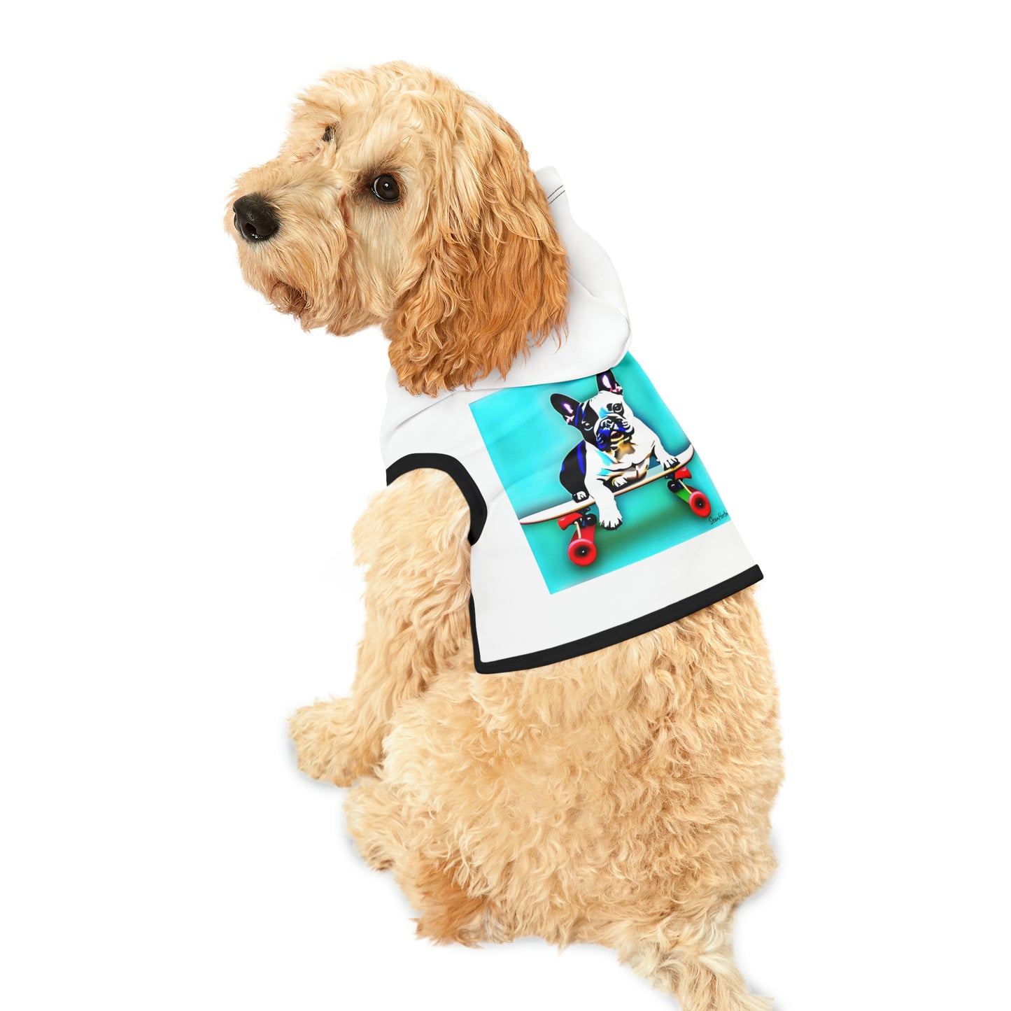 Frenchie on a Skateboard Pet Hoodie