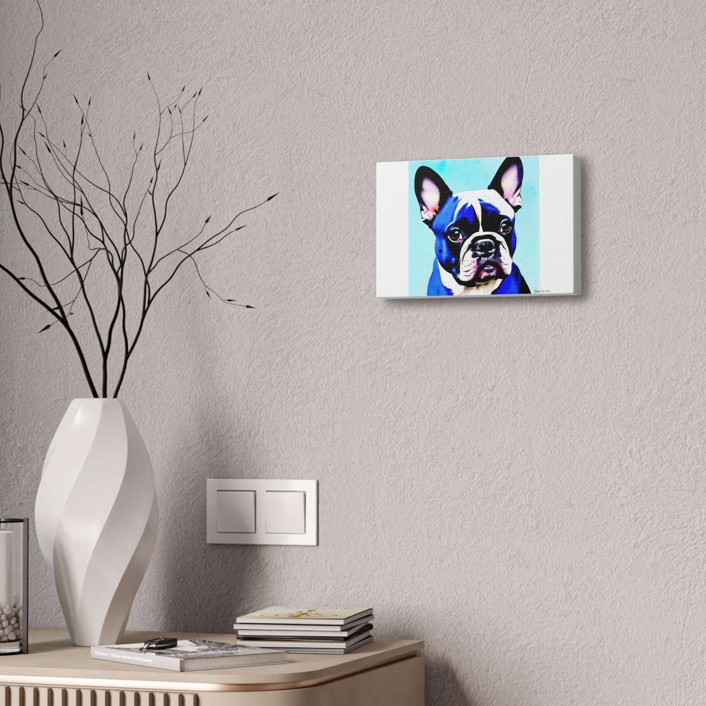 Blue Frenchie (Horizontal) Canvas Stretched, 1.5''