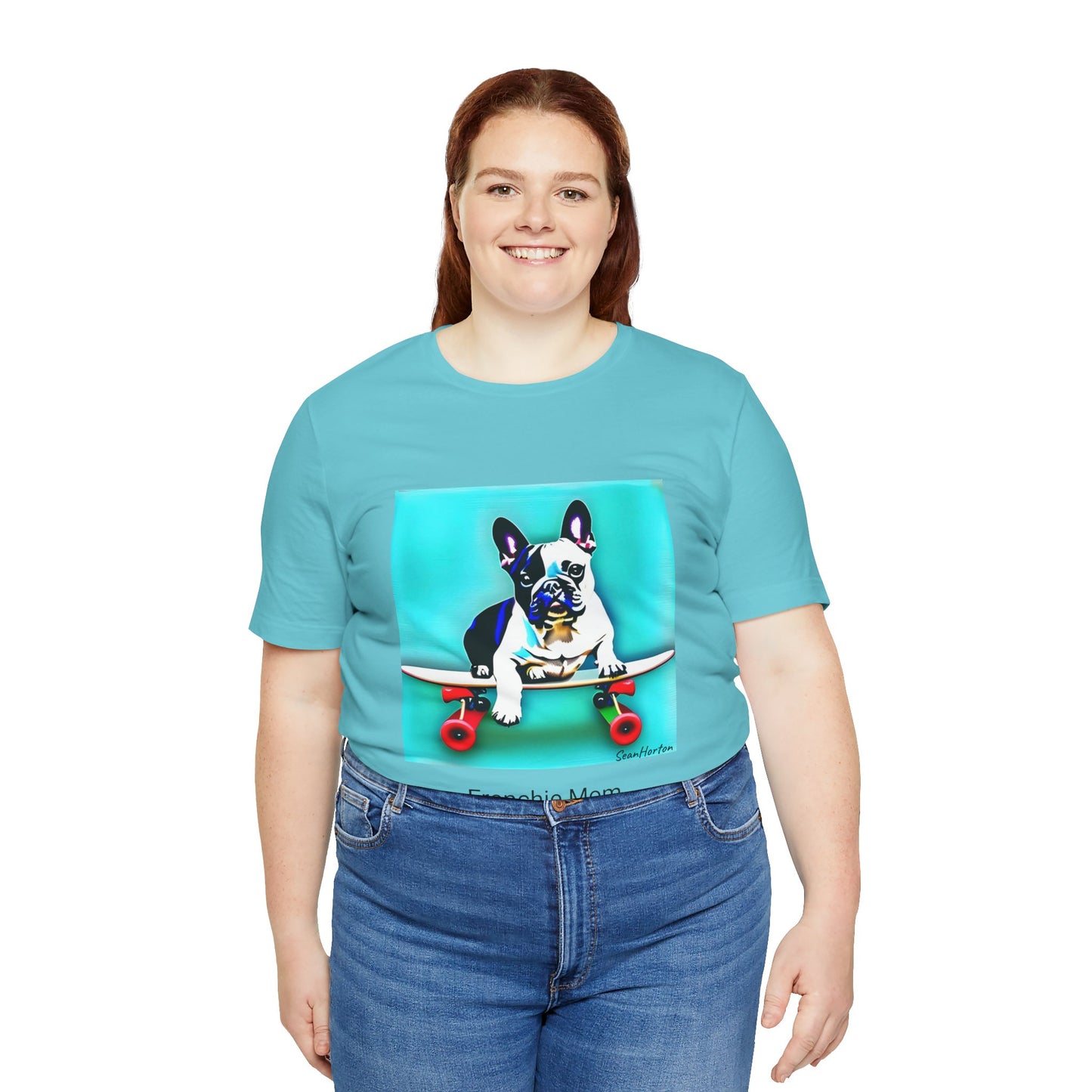 Frenchie on a Skateboard/Frenchie Mom Unisex Jersey Short Sleeve Tee