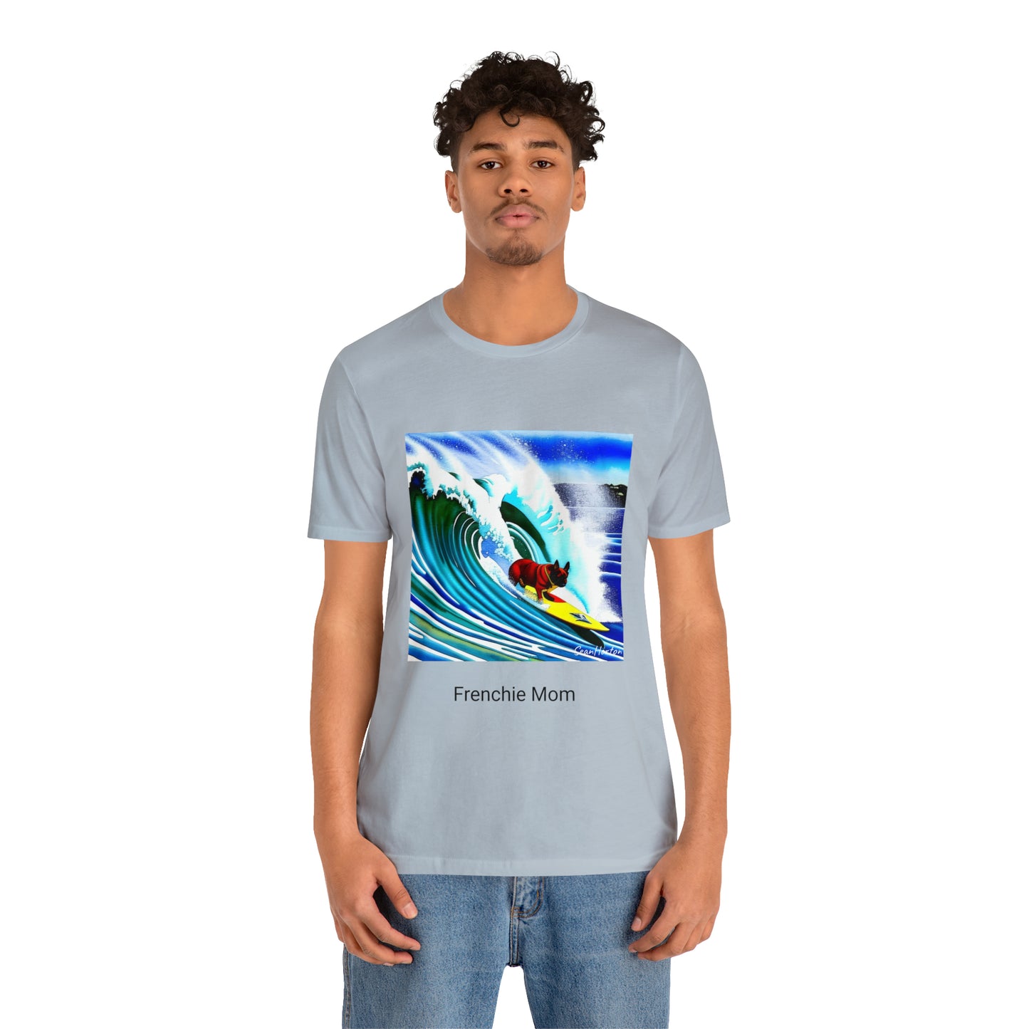 Surfing Frenchie/Frenchie Mom Unisex Jersey Short Sleeve Tee