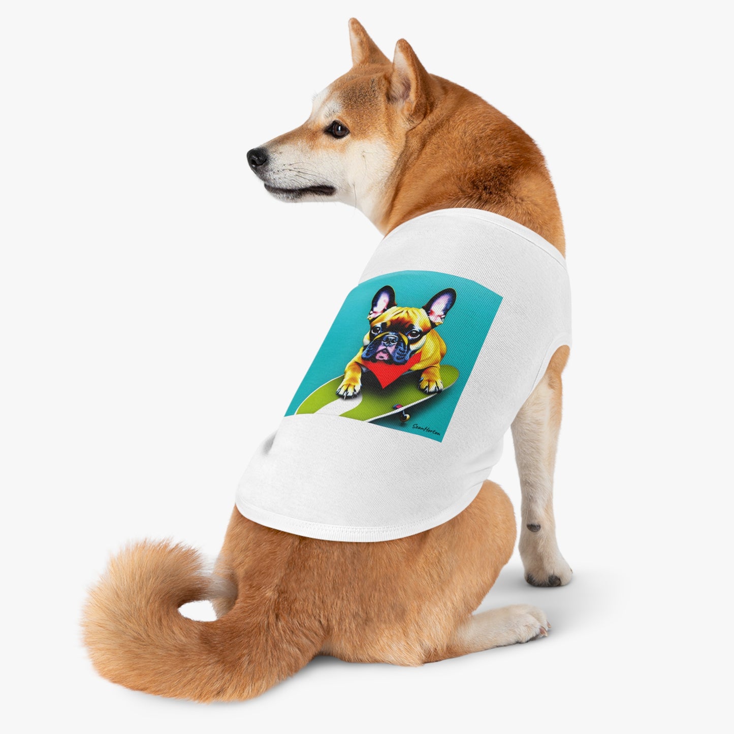 Frenchie on a Skateboard #2 Pet Tank Top