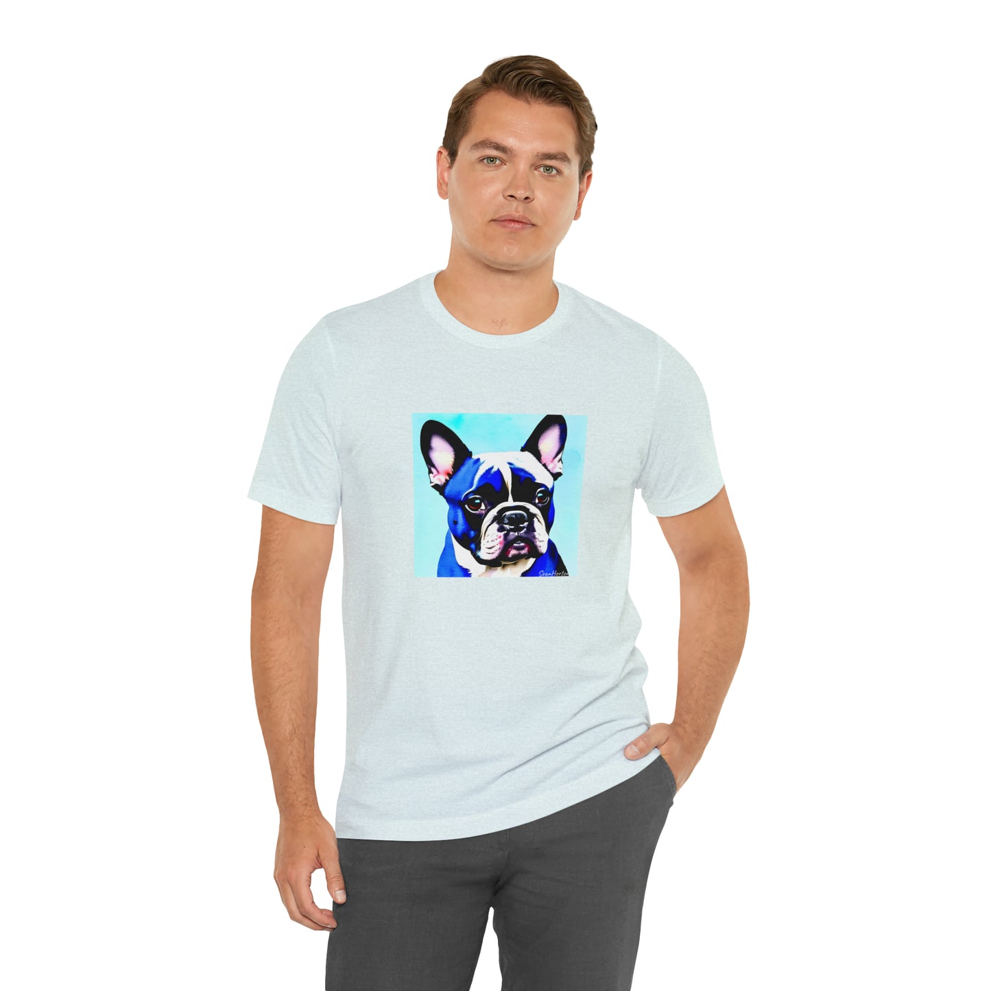 Blue Frenchie Unisex Jersey Short Sleeve Tee