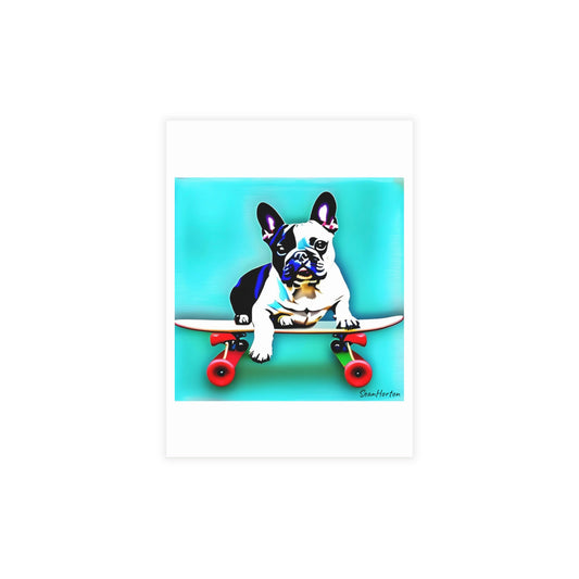 Frenchie on a Skateboard Postcard Bundles (envelopes included)