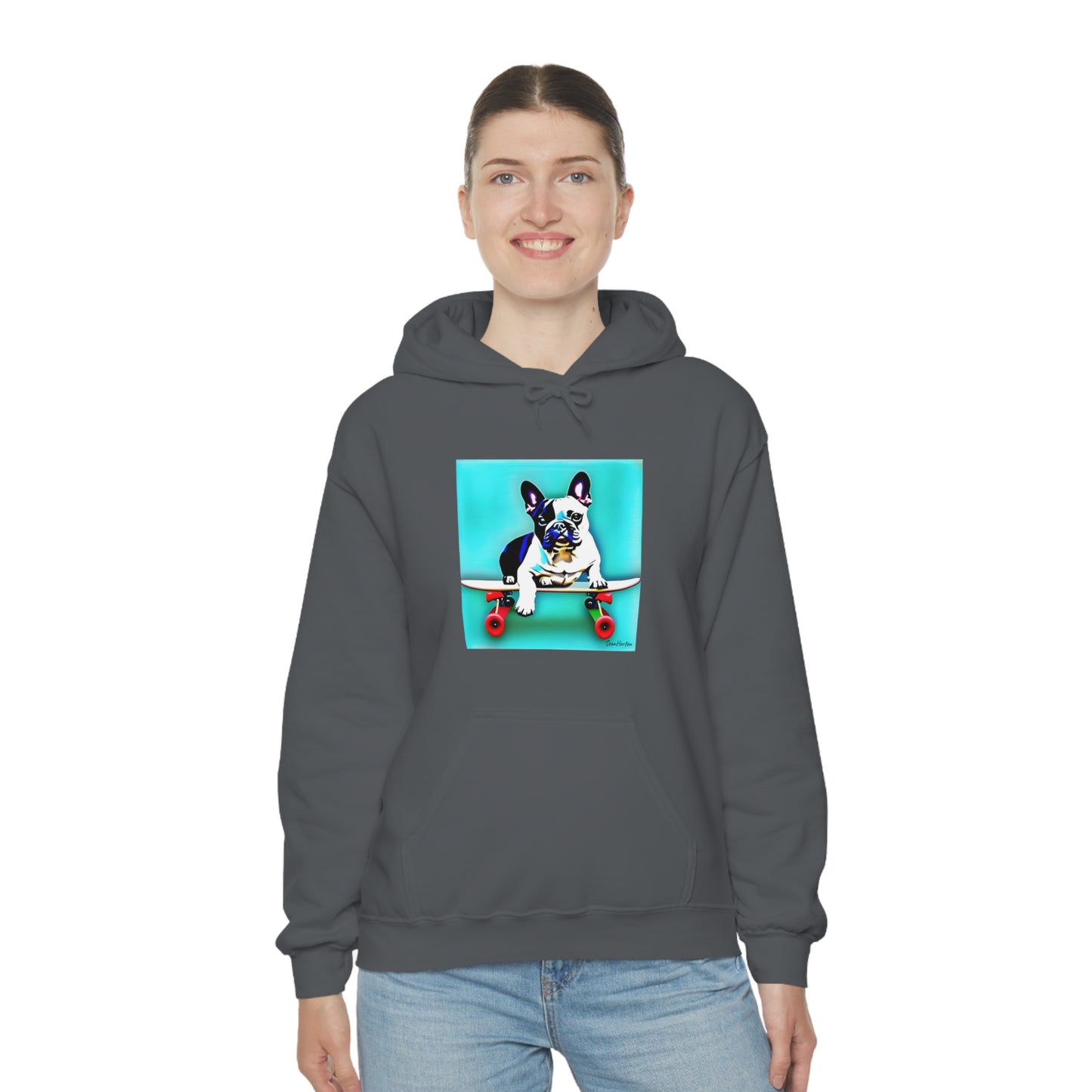 Frenchie on a Skateboard Unisex Heavy Blend™ Hooded Sweatshirt
