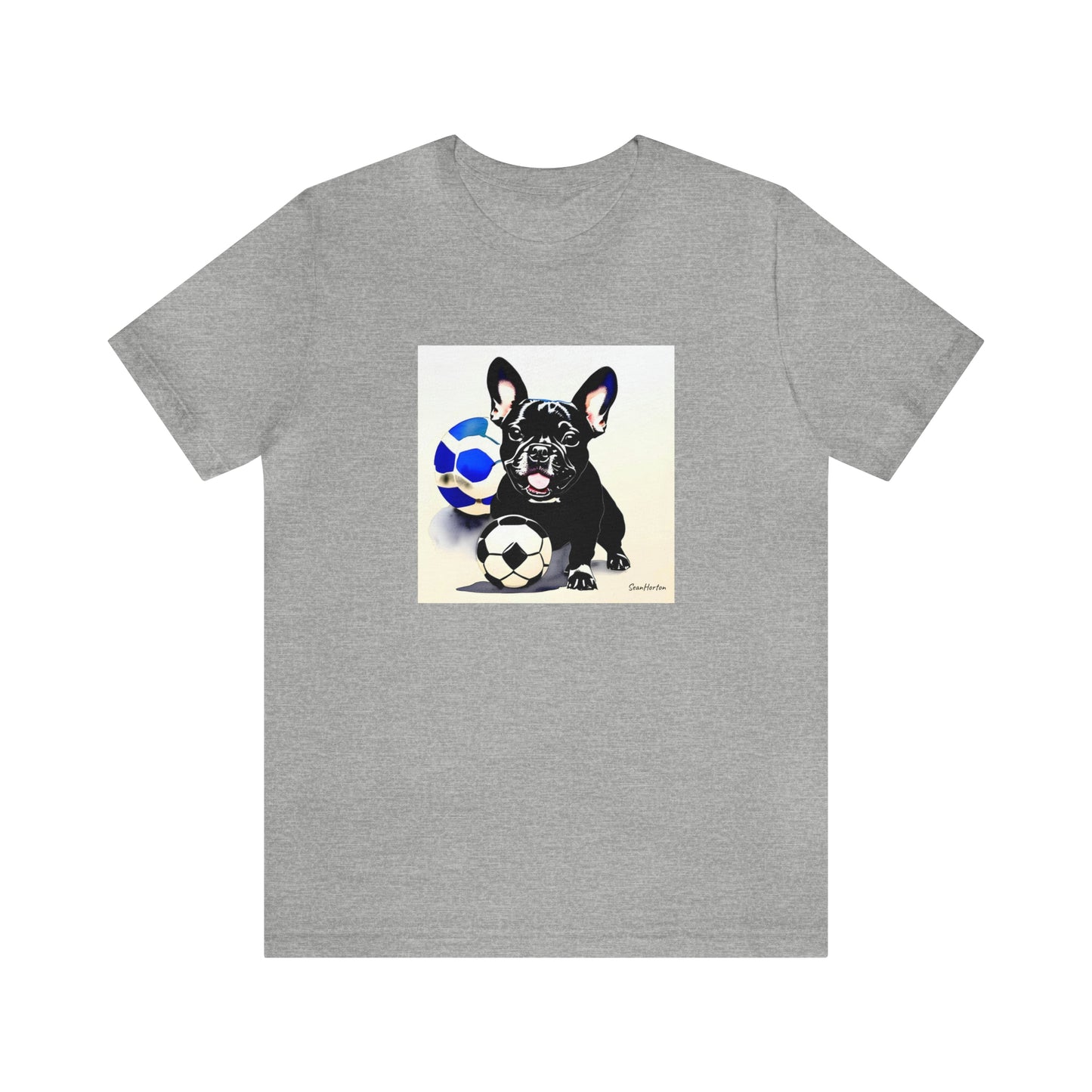 Frenchie with Soccer Ball Unisex Jersey Short Sleeve Tee