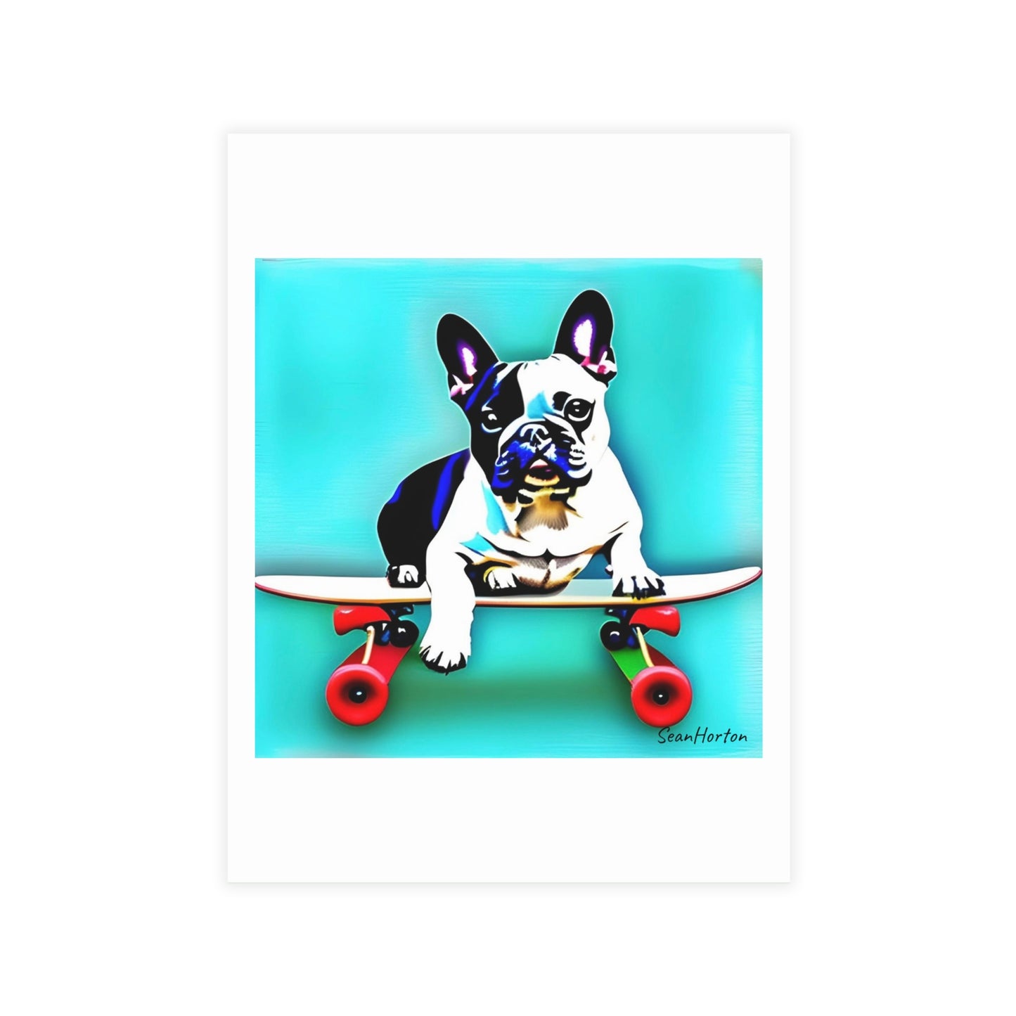 Frenchie on a Skateboard Postcard Bundles (envelopes included)