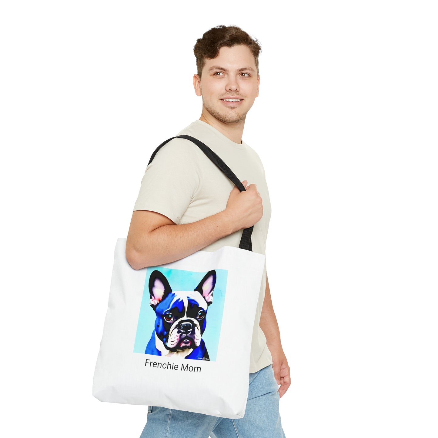 Blue Frenchie/Frenchie Mom Tote Bag (AOP)