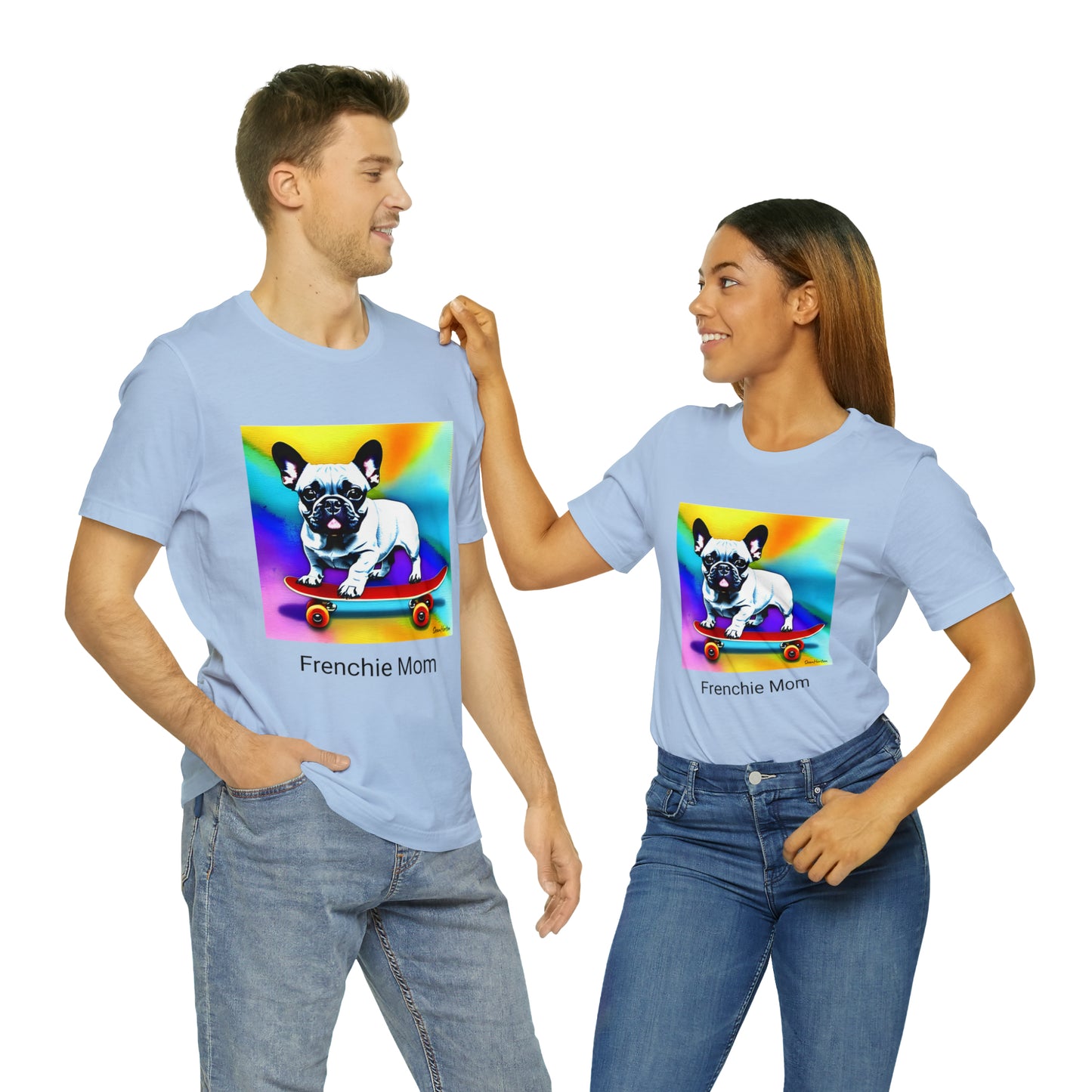 Frenchie on a Skateboard #3/Frenchie Mom Unisex Jersey Short Sleeve Tee