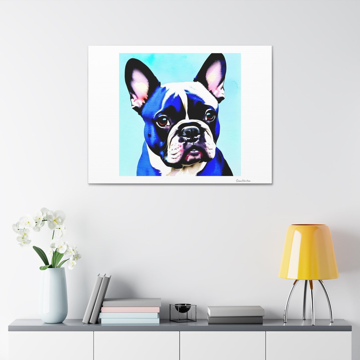 Blue Frenchie (Horizontal) Canvas Stretched, 1.5''