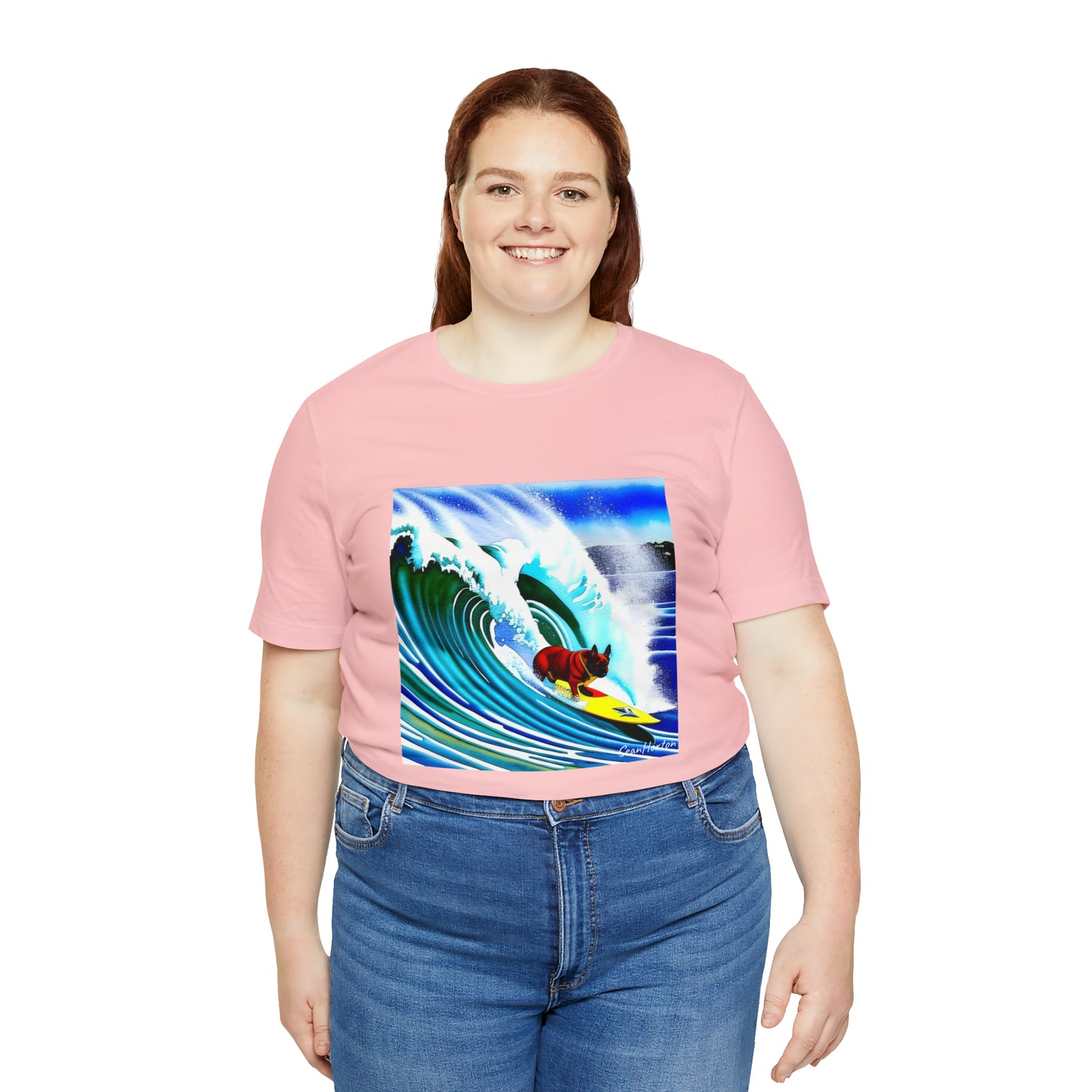 Surfing Frenchie/Frenchie Mom Unisex Jersey Short Sleeve Tee