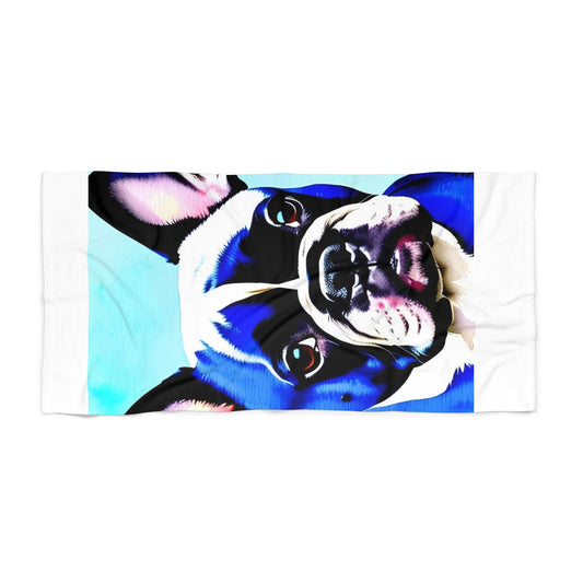 Blue Frenchie Beach Towel