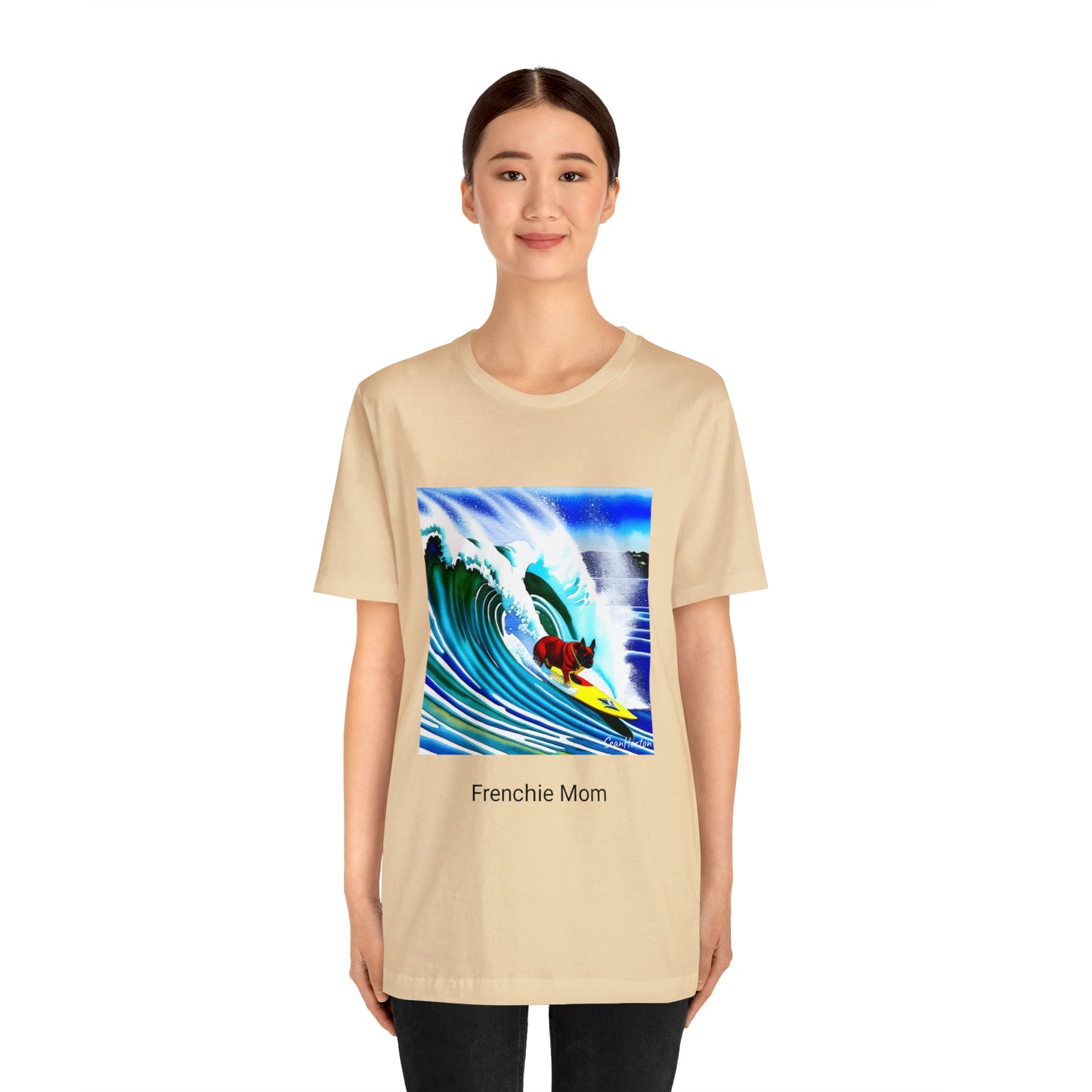 Surfing Frenchie/Frenchie Mom Unisex Jersey Short Sleeve Tee