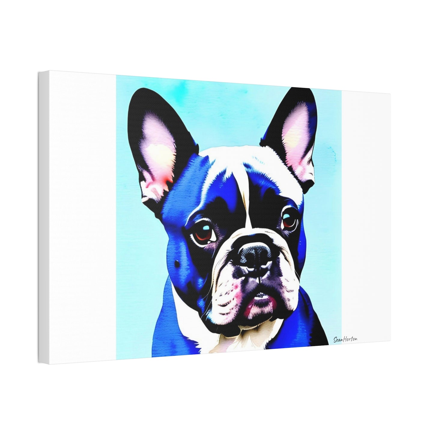 Blue Frenchie (Horizontal) Canvas Stretched, 1.5''