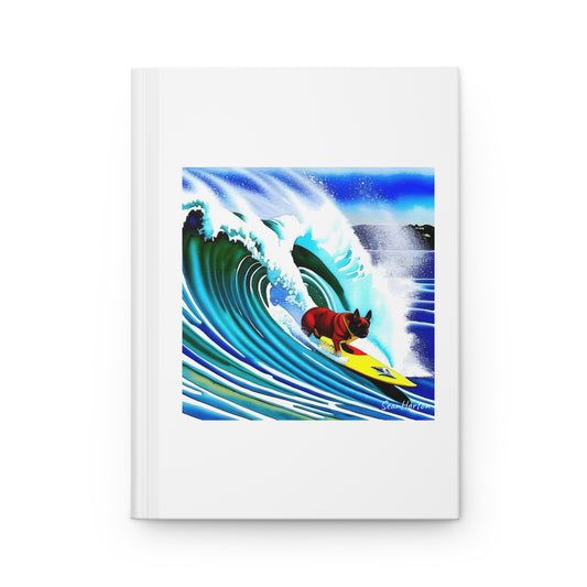 Surfing Frenchie Hardcover Journal Matte