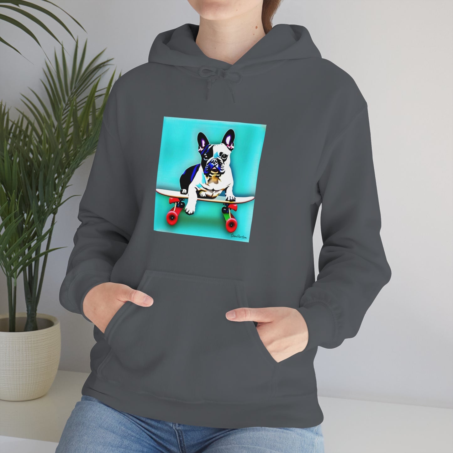 Frenchie on a Skateboard Unisex Heavy Blend™ Hooded Sweatshirt