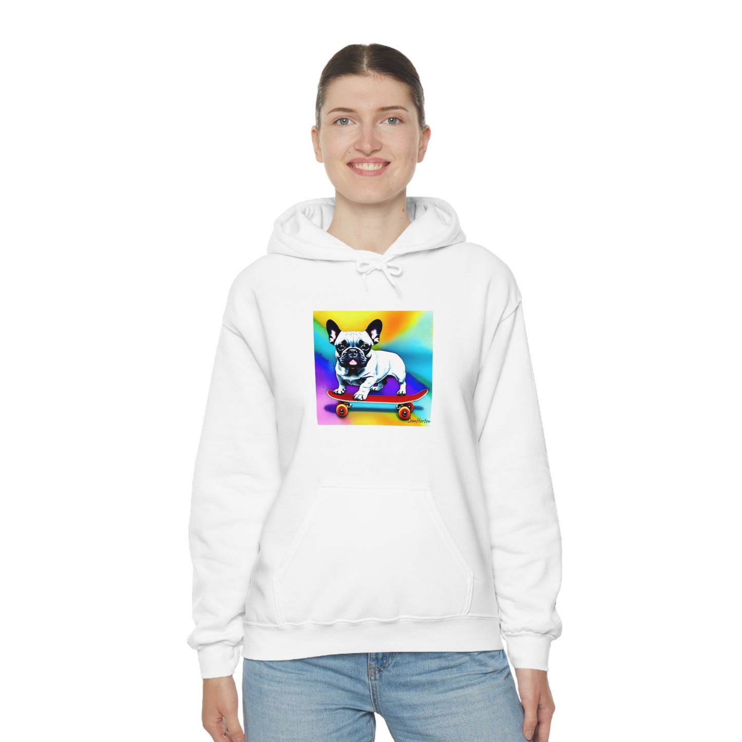 Frenchie on a Skateboard #3 Unisex Heavy Blend™ Hooded Sweatshirt