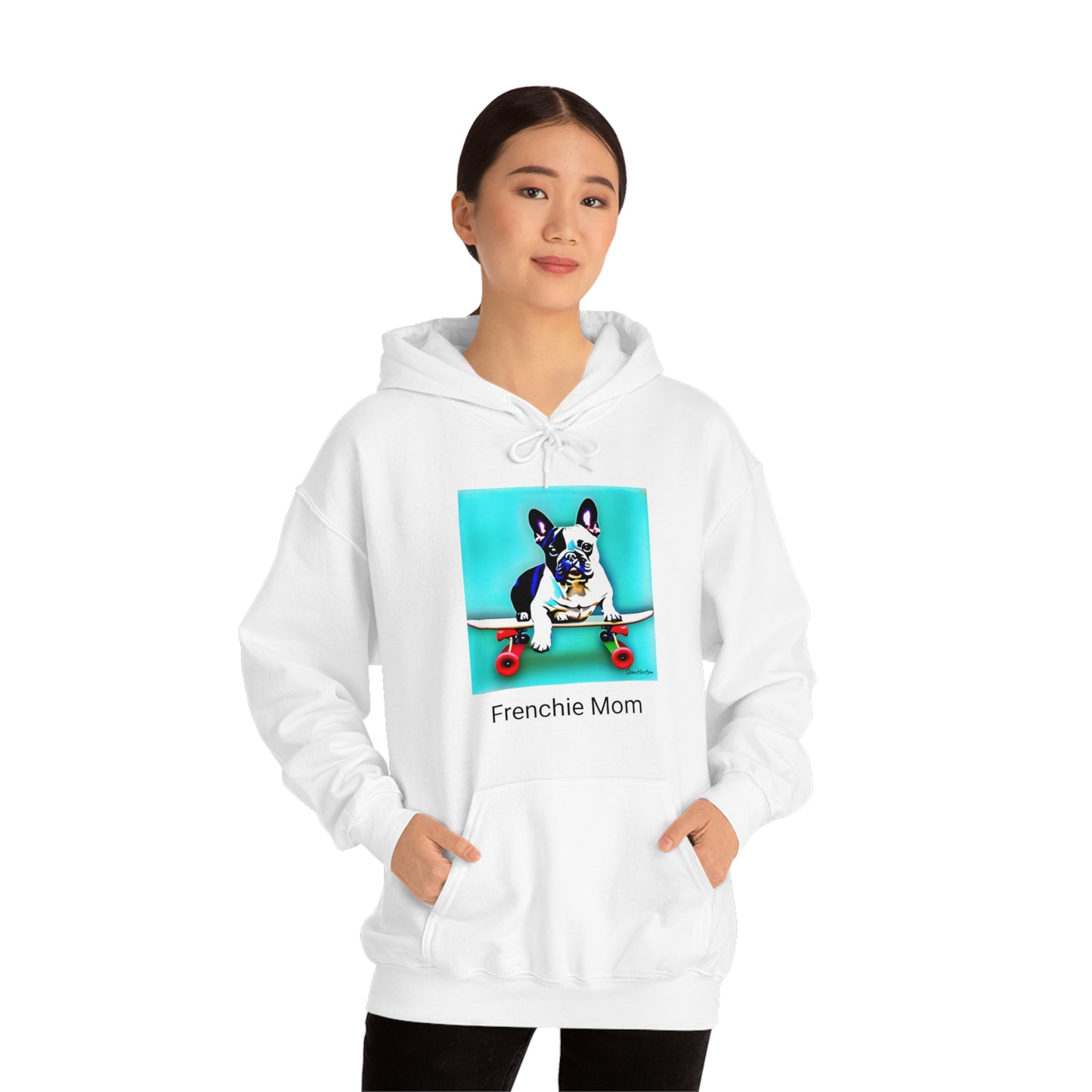 Frenchie on a Skateboard/Frenchie Mom Unisex Heavy Blend™ Hooded Sweatshirt