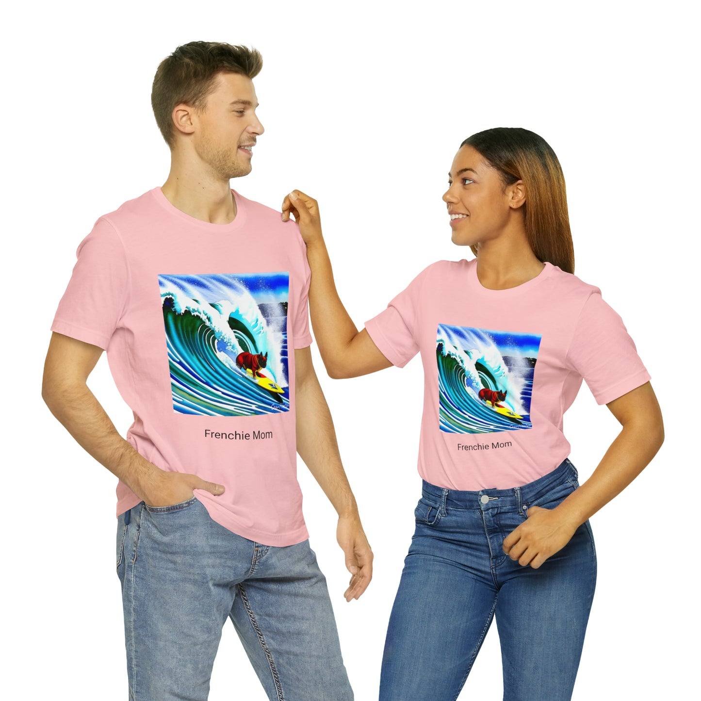 Surfing Frenchie/Frenchie Mom Unisex Jersey Short Sleeve Tee