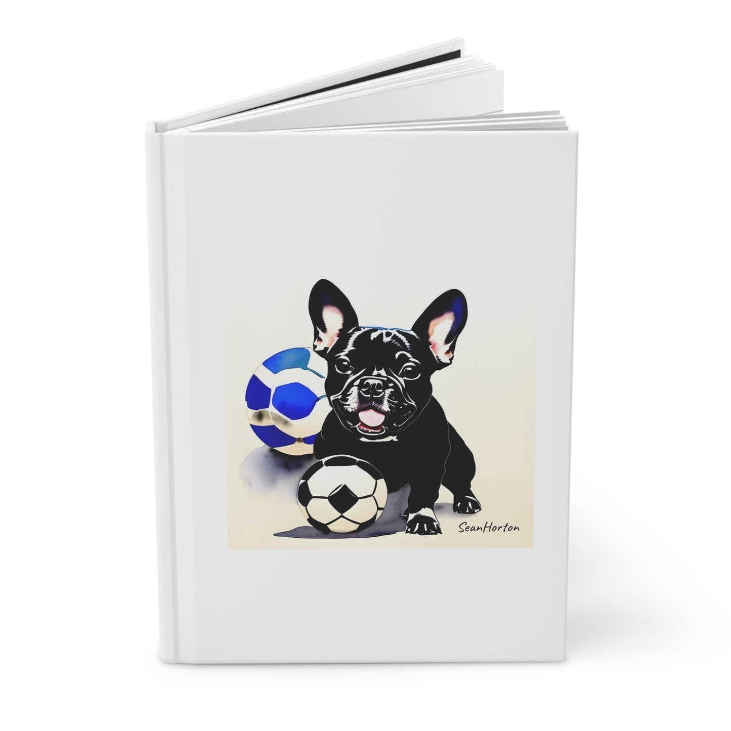 Frenchie with a Soccer Ball Hardcover Journal Matte