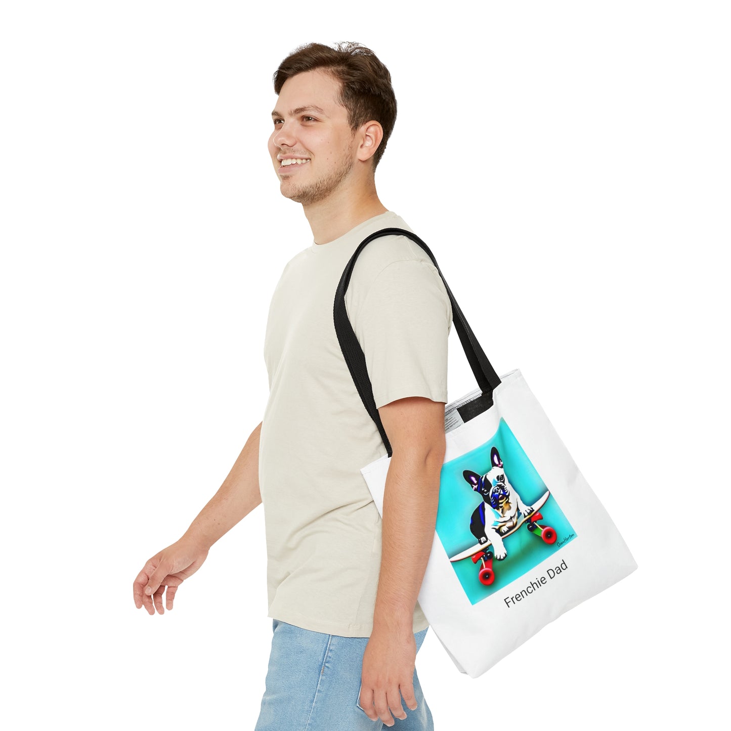 Frenchie on a Skateboard/Frenchie Dad Tote Bag (AOP)