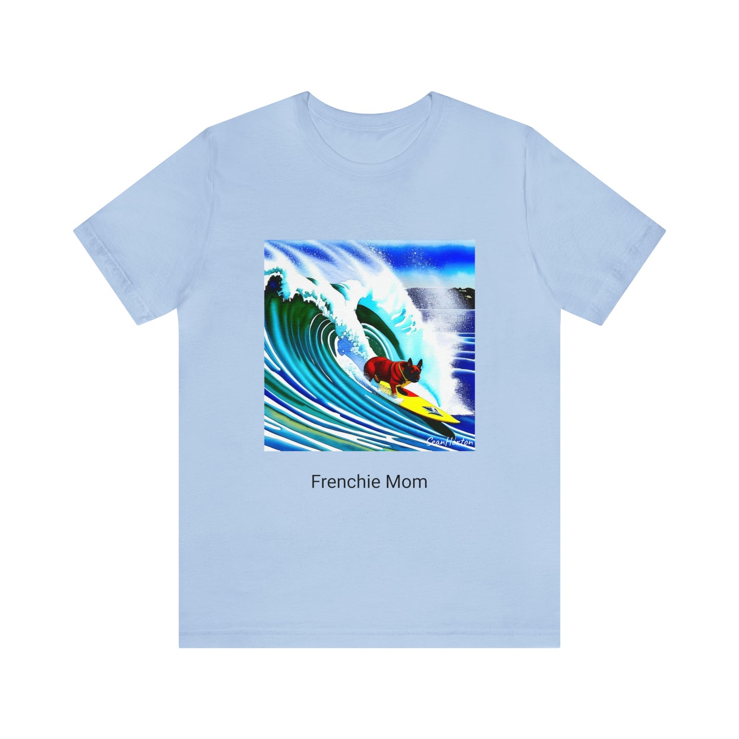 Surfing Frenchie/Frenchie Mom Unisex Jersey Short Sleeve Tee