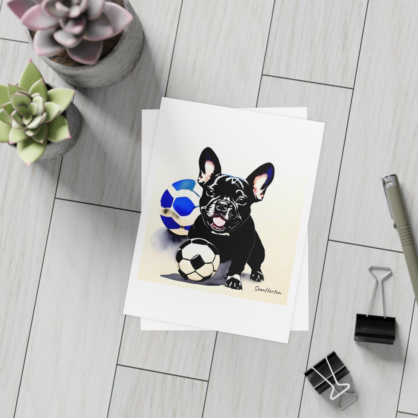 Frenchie with a Soccer Ball Postcard Bundles (envelopes included)
