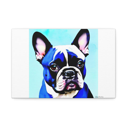 Blue Frenchie (Horizontal) Canvas Stretched, 1.5''