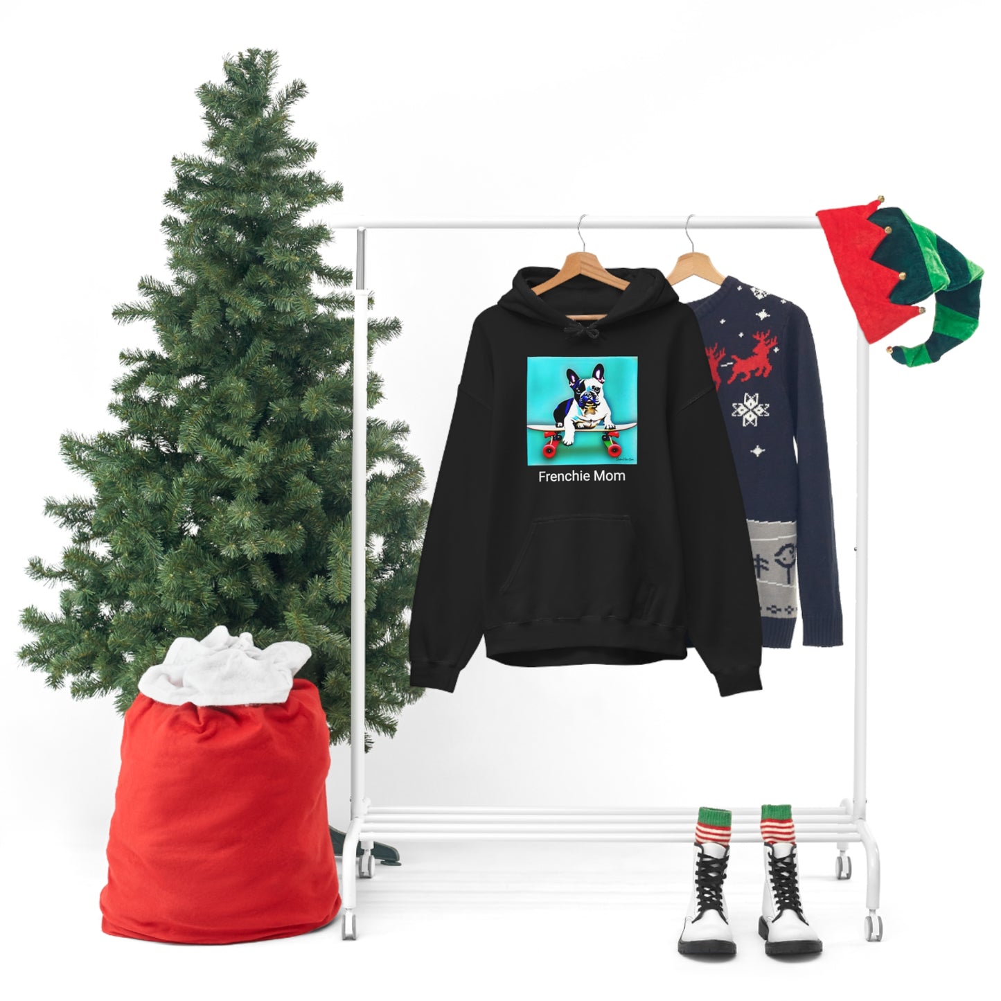 Frenchie on a Skateboard/Frenchie Mom Unisex Heavy Blend™ Hooded Sweatshirt