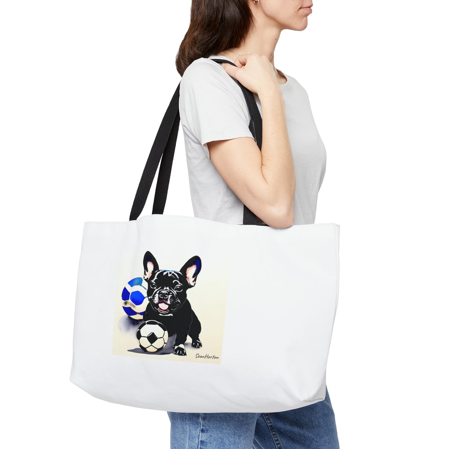 Frenchie with a Soccer Ball Weekender Tote Bag