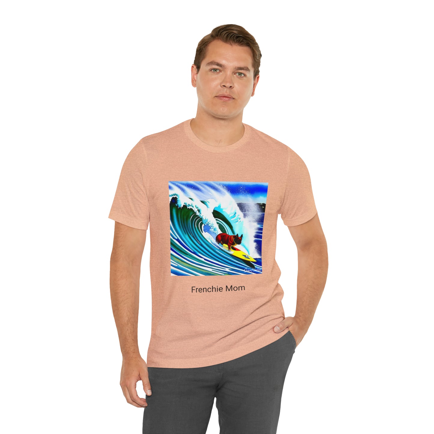 Surfing Frenchie/Frenchie Mom Unisex Jersey Short Sleeve Tee