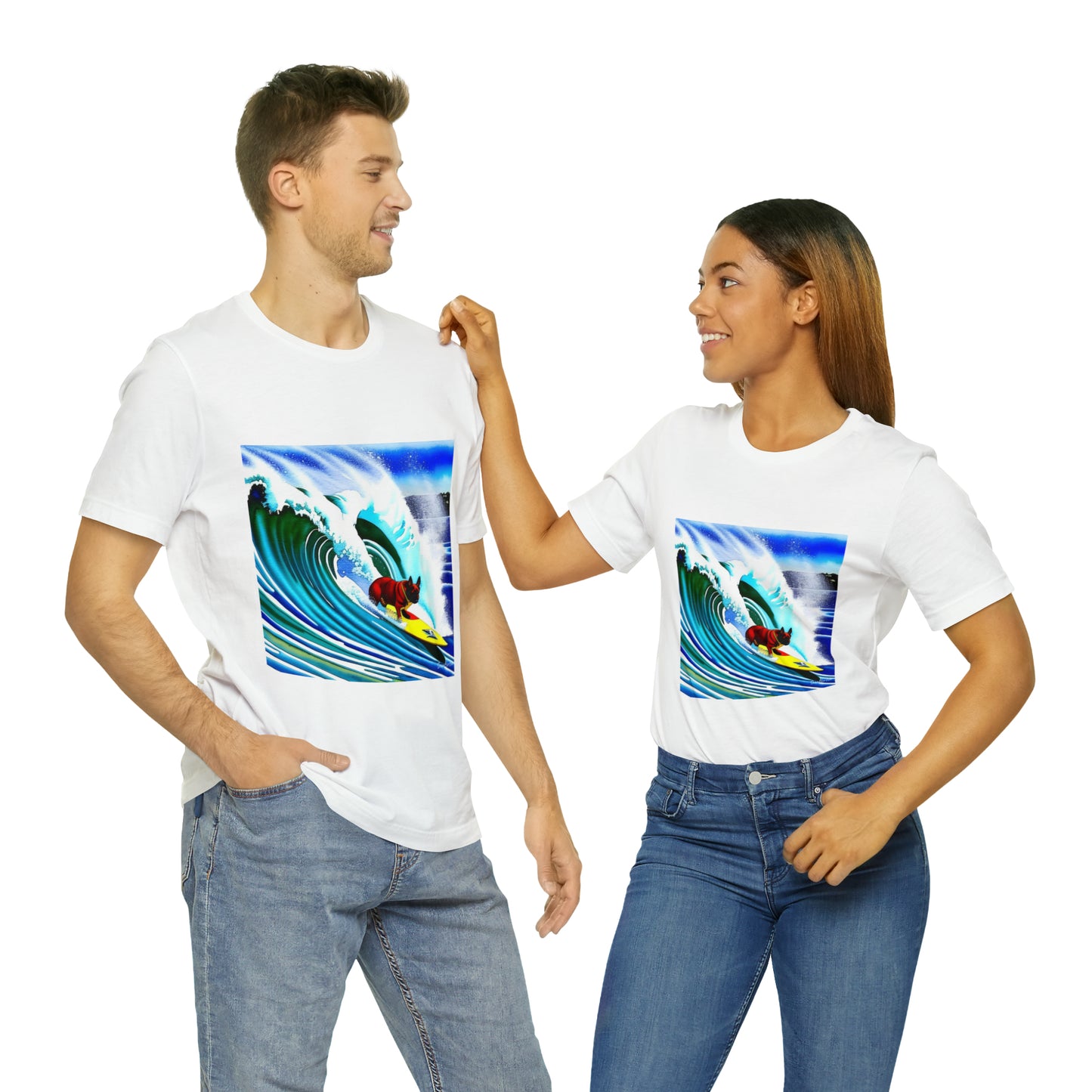 Surfing Frenchie Unisex Jersey Short Sleeve Tee
