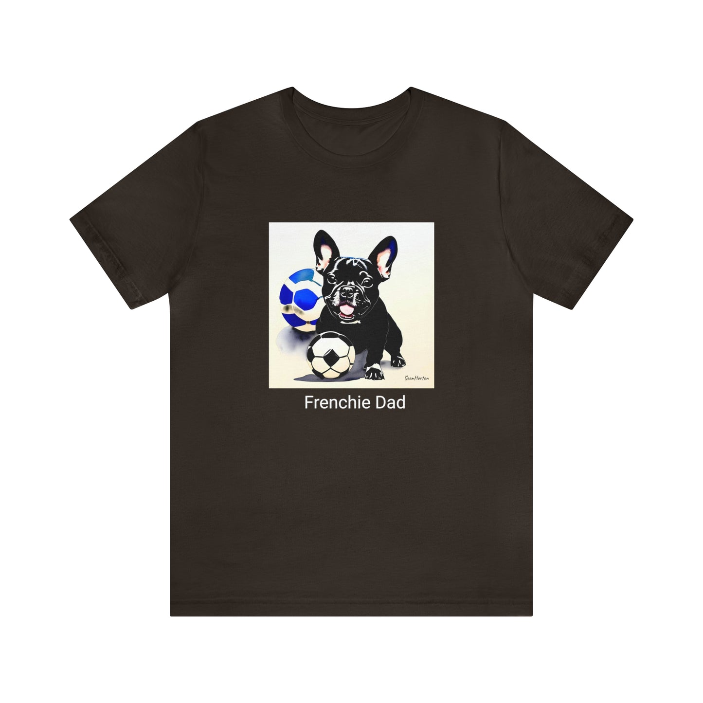 Frenchie with Soccer Ball/Frenchie Dad Unisex Jersey Short Sleeve Tee