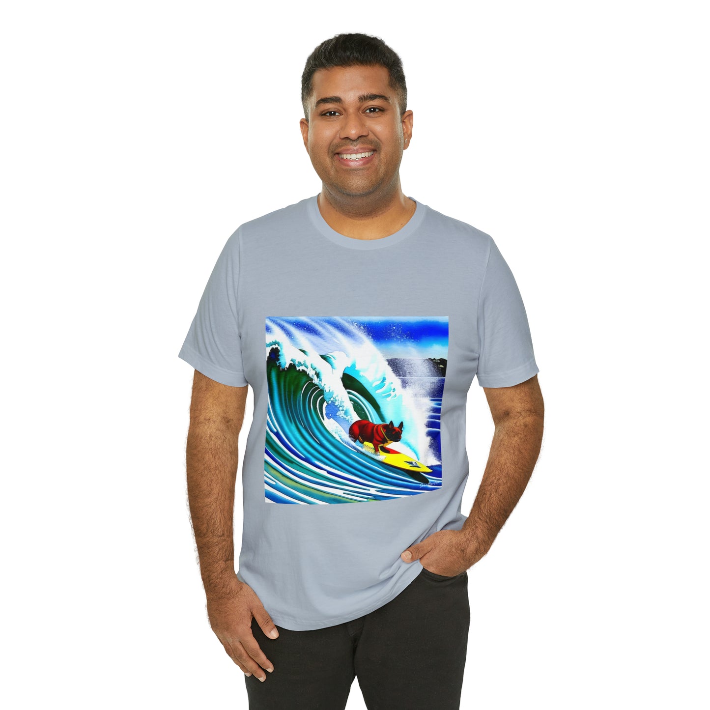 Surfing Frenchie Unisex Jersey Short Sleeve Tee