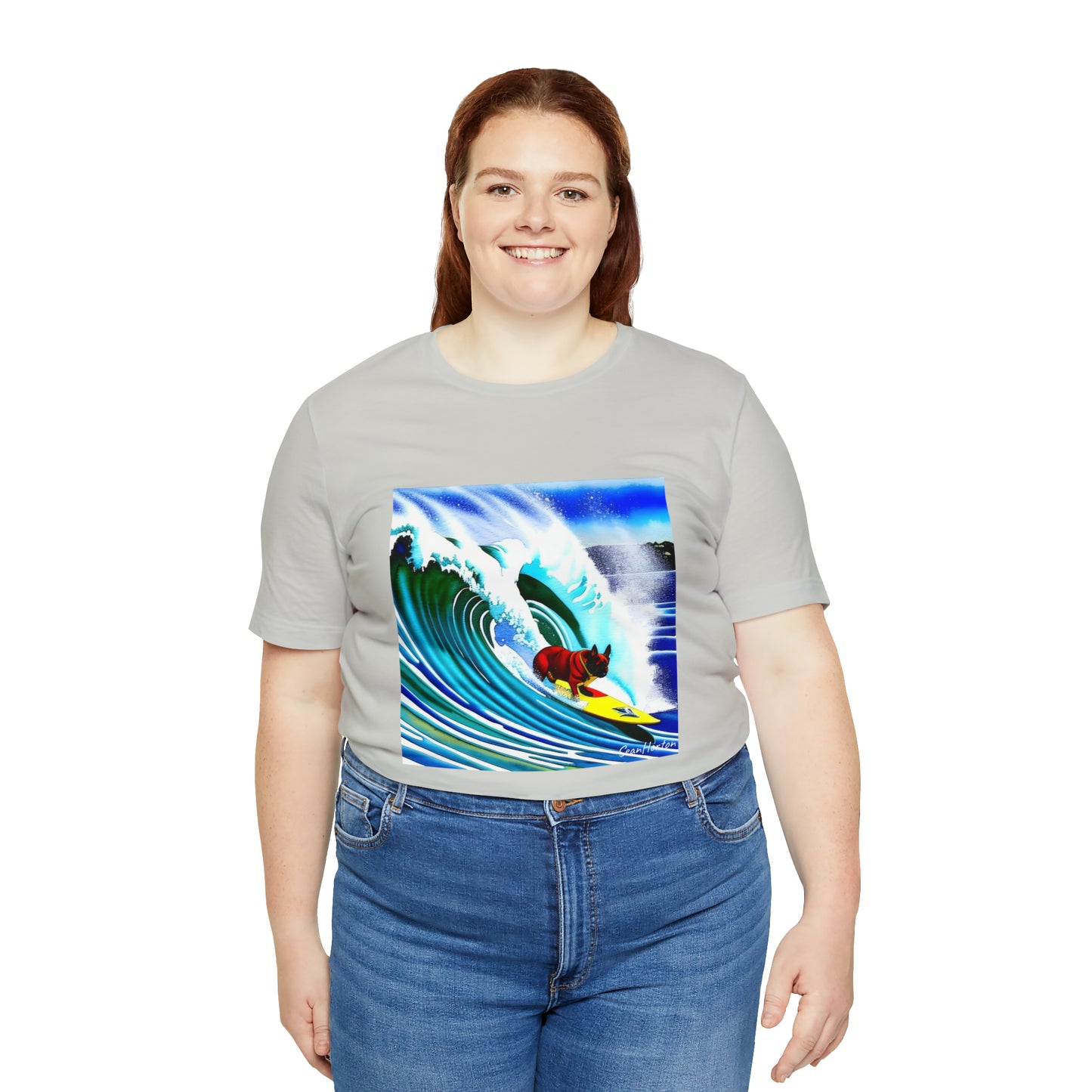 Surfing Frenchie/Frenchie Mom Unisex Jersey Short Sleeve Tee
