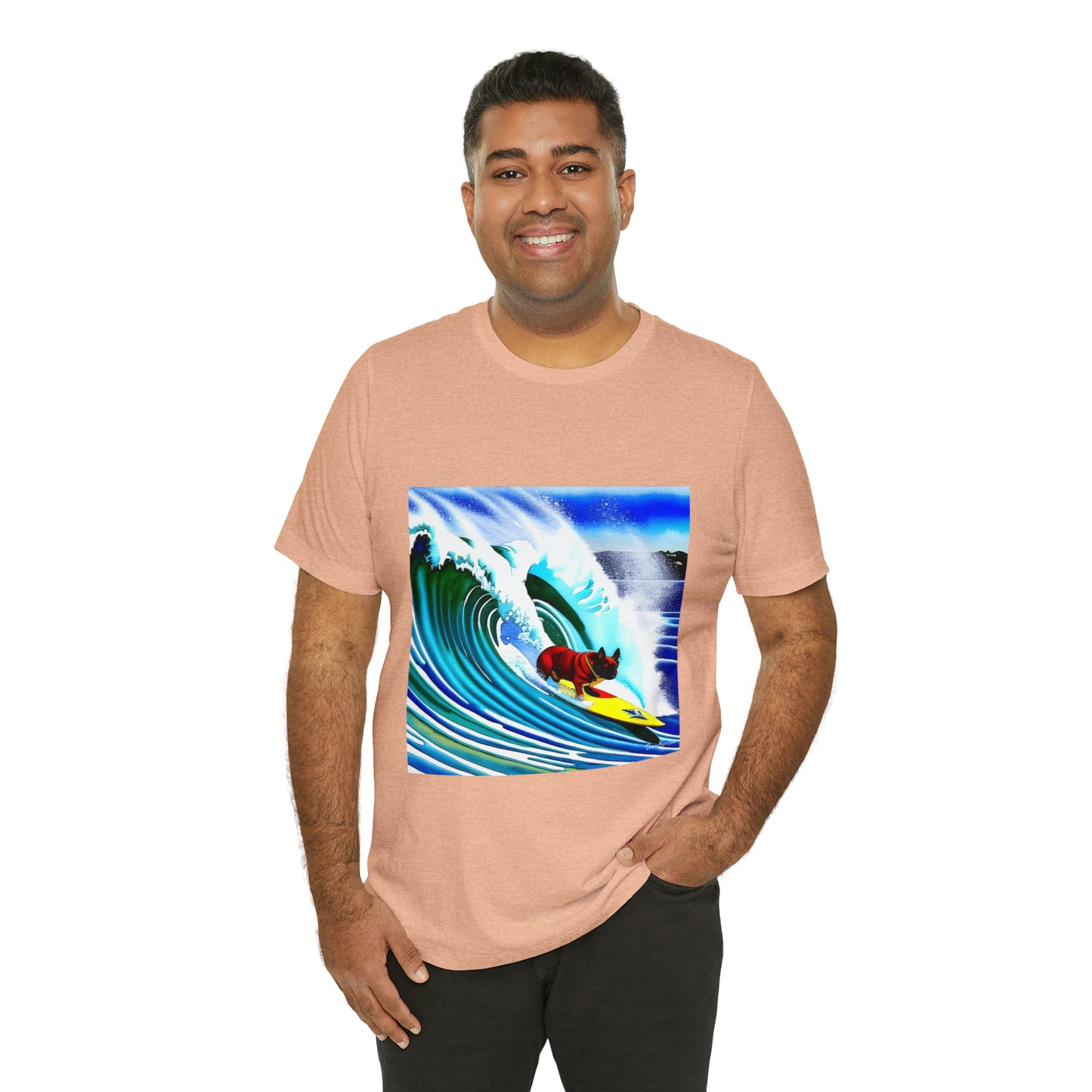 Surfing Frenchie Unisex Jersey Short Sleeve Tee