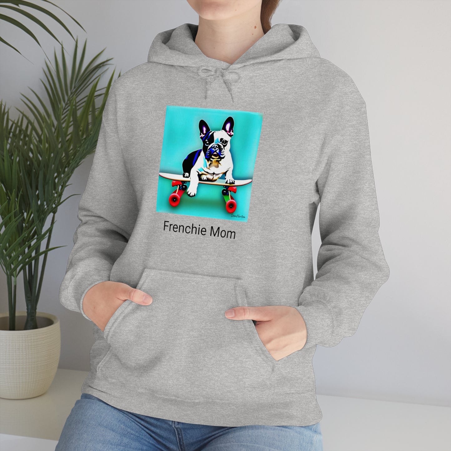 Frenchie on a Skateboard/Frenchie Mom Unisex Heavy Blend™ Hooded Sweatshirt