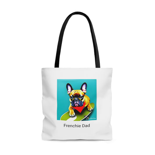 Frenchie on a Skateboard #2/Frenchie Dad Tote Bag (AOP)