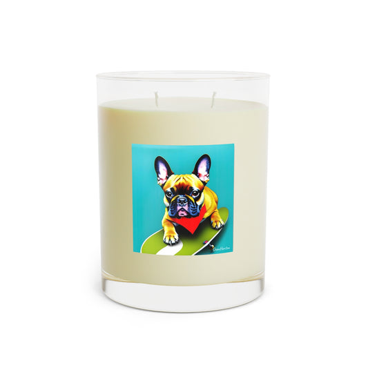 Frenchie on a Skateboard #2 Scented Candle - Full Glass, 11oz