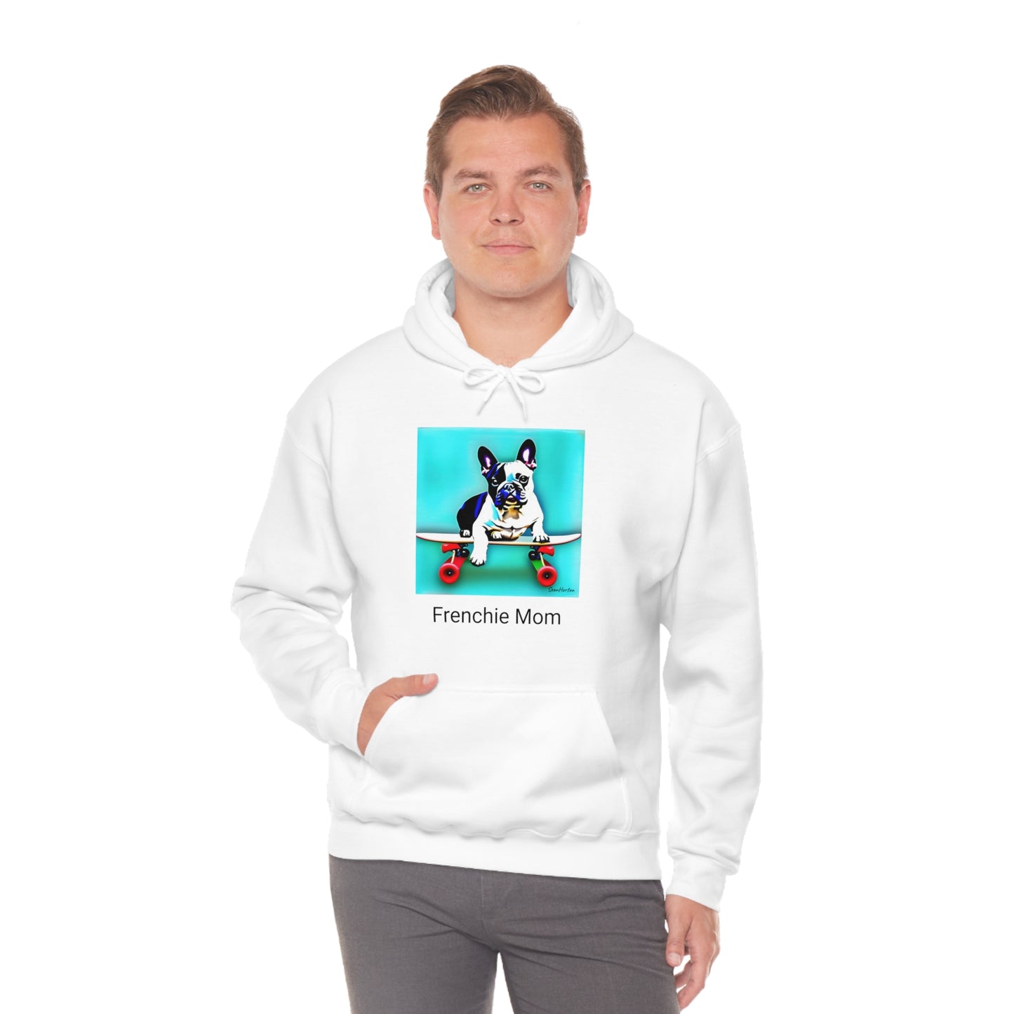 Frenchie on a Skateboard/Frenchie Mom Unisex Heavy Blend™ Hooded Sweatshirt