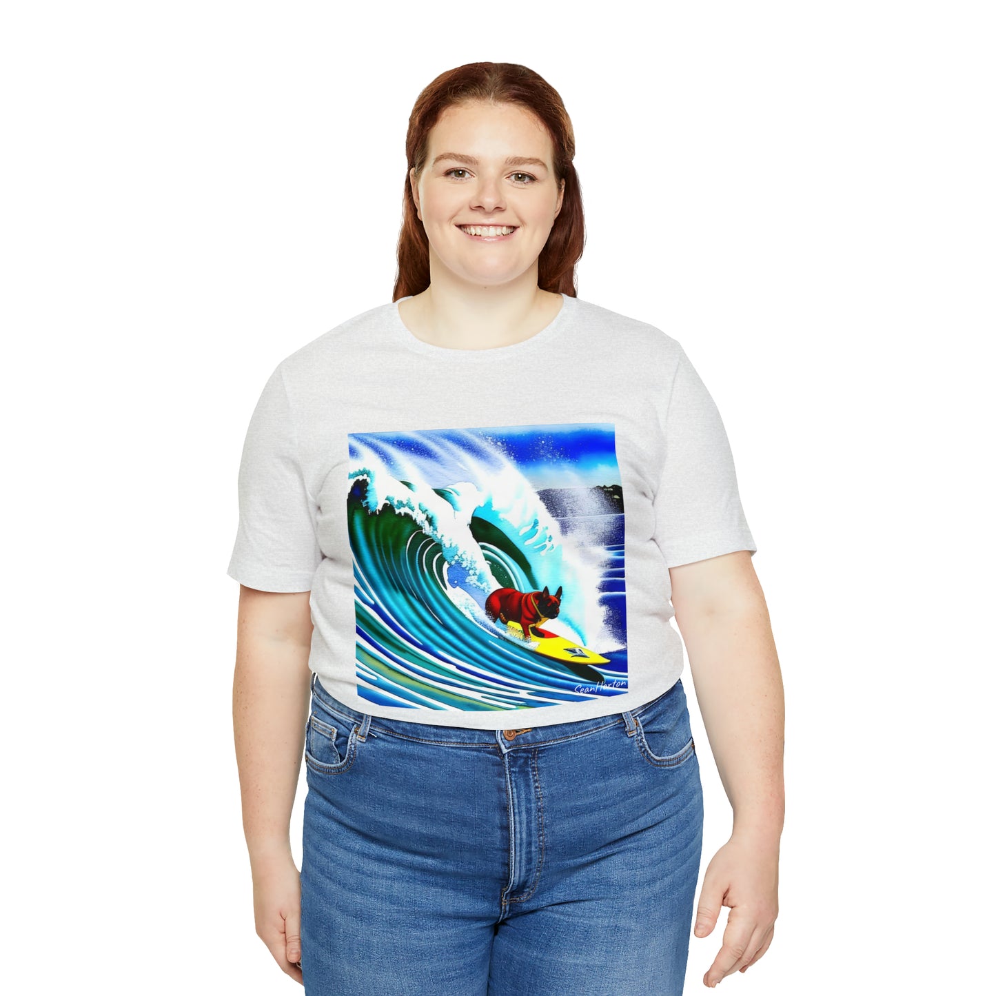 Surfing Frenchie/Frenchie Dad Unisex Jersey Short Sleeve Tee