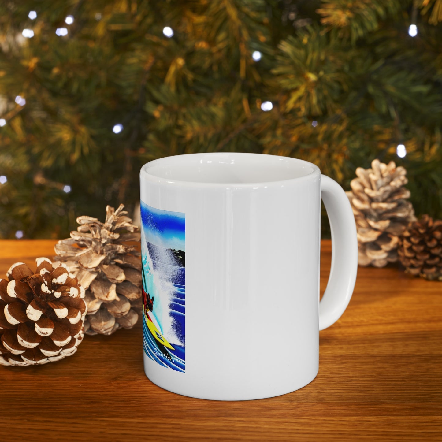 Surfing Frenchie Ceramic Mug 11oz