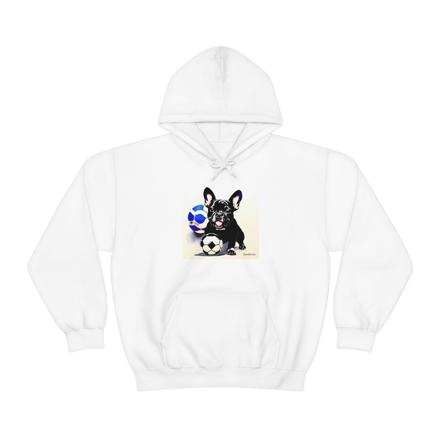 Frenchie with a Soccer Ball Unisex Heavy Blend™ Hooded Sweatshirt